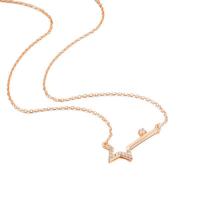 Colares de esterlina de prata, 925 de prata esterlina, with 1.96 inch extender chain, rosa real com banho de cor, para mulher & com strass, 23x11mm, comprimento Aprox 15.74 inchaltura, vendido por PC