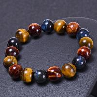 Naturlige Tiger Eye Armbånd, Runde, håndlavet, Unisex & forskellig størrelse for valg, Solgt Per Ca. 6.6-8.2 inch Strand