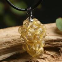 Rutilated Quartz Pendant with Zinc Alloy Grape golden Sold By PC