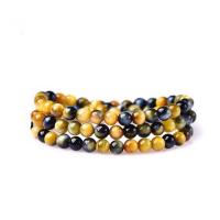 Natuurlijke Tiger Eye armbanden, uniseks & anti-vermoeidheid, gemengde kleuren, Verkocht door PC