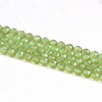 Peridot sten Bead, Rund, DIY & fasetterad, grön, Såld Per 38 cm Strand