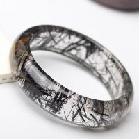 Black Rutilated Quartz Bangle, voor vrouw, gemengde kleuren, 8-19mm, Lengte 7.5 inch, Verkocht door PC