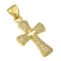 Cubic Zirconia Micro Pave Brass Pendant Cross gold color plated fashion jewelry & DIY & micro pave cubic zirconia & for woman golden Approx 4mm Sold By Lot