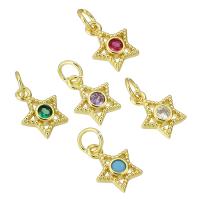 Colgantes de latón cúbicos Circonia (CZ), metal, Estrella, chapado en color dorado, Joyería & Bricolaje & micro arcilla de zirconia cúbica & para mujer, más colores para la opción, 8x11x2mm, agujero:aproximado 4mm, 10PCs/Grupo, Vendido por Grupo