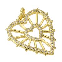 Cubic Zirconia Micro Pave Brass Pendant Heart gold color plated fashion jewelry & DIY & micro pave cubic zirconia & for woman golden Approx 3mm Sold By Lot