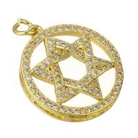 Kubik Zirkonium mikro bana Mässing hängande, Hexagram, guldfärg pläterade, mode smycken & DIY & micro bana cubic zirconia & för kvinna, gyllene, 19x21x4mm, Hål:Ca 3mm, 10PC/Lot, Säljs av Lot