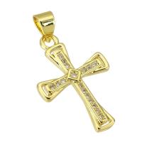 Cubic Zirconia Micro Pave Brass Pendant Cross gold color plated fashion jewelry & DIY & micro pave cubic zirconia & for woman golden Approx 4mm Sold By Lot