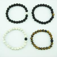 Bracelets de pierres précieuses, Pierre naturelle, Rond, différents matériaux pour le choix & unisexe, plus de couleurs à choisir, 8mm, Longueur Environ 7.48 pouce, Vendu par PC