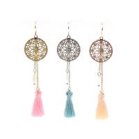 Fashion Fringe Boucles d'oreilles, laiton, avec Shell Pearl, laiton boucle d'oreille crochet, Placage, pour femme, plus de couleurs à choisir, 76mm, Vendu par paire