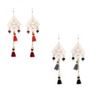 Fashion Fringe Boucles d'oreilles, laiton, laiton boucle d'oreille crochet, Placage, pour femme, plus de couleurs à choisir, 58mm, Vendu par paire