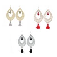 Fashion Fringe Boucles d'oreilles, laiton, avec zircon cubique, laiton boucle d'oreille crochet, larme, Placage, pour femme, plus de couleurs à choisir, 30x80mm, Vendu par paire