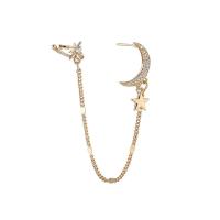 Zinc Alloy Clip Earring, gold plated, voor vrouw & met strass, 40mm, Verkocht door PC