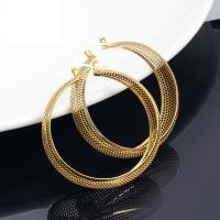 Titanium Staal Hoop Earring, gold plated, voor vrouw & hol, 48x13mm, Verkocht door pair