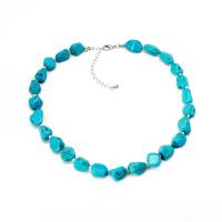 Fashion Turquoise Ketting, turkoois, met Zinc Alloy, voor vrouw, blauw, Lengte 52.5 cm, Verkocht door PC