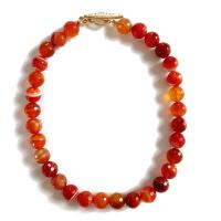 Agate κολιέ, Κράμα ψευδάργυρου, με Red Agate, επιχρυσωμένο, για τη γυναίκα, μικτά χρώματα, Μήκος Περίπου 45 cm, Sold Με PC