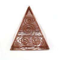 Messing pyramide Dekoration, med Resin, Triangle, håndlavet, blandede farver, 50x50x50mm, Solgt af PC