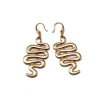 Zinc Alloy Oorbellen, Slang, voor vrouw, gouden, 22x52mm, Verkocht door pair