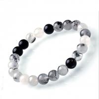 Black Rutilated Quartz Bracelet Unisex & anti-fatigue mixed colors Length Approx 15 cm Sold By PC