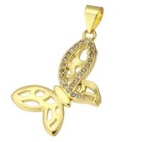 Cubic Zirconia Micro Pave Brass Pendant Butterfly gold color plated fashion jewelry & DIY & micro pave cubic zirconia & for woman golden Approx 5mm Sold By Lot