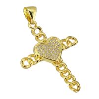 Cubic Zirconia Micro Pave Brass Pendant Cross gold color plated fashion jewelry & DIY & micro pave cubic zirconia & for woman golden Approx 4mm Sold By Lot