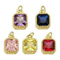 Μενταγιόν Cubic Zirconia (CZ) Brass, Ορείχαλκος, Πλατεία, χρώμα επίχρυσο, κοσμήματα μόδας & DIY & για τη γυναίκα & με ζιργκόν, περισσότερα χρώματα για την επιλογή, 7x9x4mm, Τρύπα:Περίπου 2mm, 10PCs/Παρτίδα, Sold Με Παρτίδα