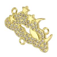 Messing connector met micro-paved kubieke zirconia's, Wolk, gold plated, mode sieraden & DIY & micro pave zirconia & voor vrouw & 2/1 lus, gouden, 24x17x2mm, Gat:Ca 1mm, 10pC's/Lot, Verkocht door Lot