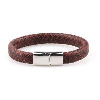 PU Cord Armband, rostfritt stål förregling spänne, silver pläterad, mode smycken, Längd 21 cm, Säljs av PC