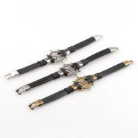 Pulseiras de fio de PU, Couro do plutônio, Aço inoxidável interlock fivela, banhado, joias de moda, Mais cores pare escolha, comprimento 21 cm, vendido por PC