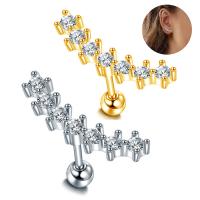 Bijoux de piercing d'oreille en acier inoxydable, Placage, bijoux de mode & micro ouvrent 7 pièces zircone cubique, plus de couleurs à choisir, Vendu par PC