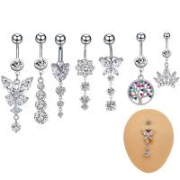 Stainless Steel Belly Ring plated fashion jewelry & micro pave cubic zirconia Sold By PC