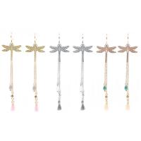 Fashion Fringe Oorbellen, Messing, messing oorbel haak, Dragonfly, plated, voor vrouw, meer kleuren voor de keuze, 82mm, Verkocht door pair