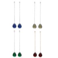 Zircon cubique ( CZ ) Boucles d'oreilles pendantes, laiton, avec zircon cubique, laiton puce boucle d'oreille, larme, Placage, pour femme & facettes, plus de couleurs à choisir, 10x72mm, Vendu par paire