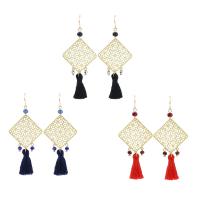 Fashion Fringe Boucles d'oreilles, laiton, laiton boucle d'oreille crochet, Placage de couleur d'or, pour femme, plus de couleurs à choisir, 23x65mm, Vendu par paire