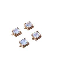 Cubic Zirconia (CZ) Messing Vedhæng, Square, guldfarve belagt, mode smykker & Micro Pave cubic zirconia, gylden, nikkel, bly & cadmium fri, 8x8mm, Solgt af PC