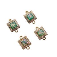 Brass Sieraden Connector, Messing, met Hars, Square, gold plated, DIY & micro pave zirconia, meer kleuren voor de keuze, nikkel, lood en cadmium vrij, 9x9mm, Verkocht door PC