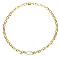 Cubic Zircon Micro Pave Mässing Halsband, guldfärg pläterade, micro bana cubic zirconia, Längd Ca 24 inch, Säljs av PC