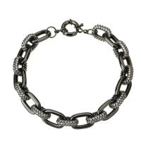 Bracelet cubique en laiton zircon pavent, pistolet noir plaqué, pavé de micro zircon, Vendu par PC