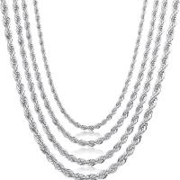 Titanium ocel Náhrdelník Chain, Francouzský lanový řetěz & různé velikosti pro výběr & pro muže, Původní barva, Délka Cca 19.69 inch, Prodáno By PC