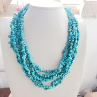 Fashion Turquoise Ketting, Zinc Alloy, met turkoois, plated, multilayer & voor vrouw, blauw, Lengte Ca 45 cm, Verkocht door PC