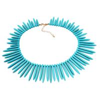 Collier turquoise de mode, alliage de zinc, avec turquoise, pour femme, bleu, Longueur 54.5 cm, Vendu par PC