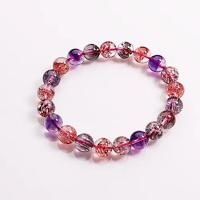 Quartz Bracelets Rutilated Quartz with Super-7 Unisex & anti-fatigue purple 8.5-9mm Length Approx 15 cm Sold By PC