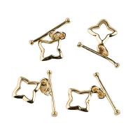 Messing Knebelverschluss, 18K vergoldet, Modeschmuck & DIY, goldfarben, 12.5mm,20mm, 10PCs/Tasche, verkauft von Tasche