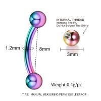 Ανοξείδωτο ατσάλι Καμπύλο Barbell, Από ανοξείδωτο χάλυβα, επιχρυσωμένο, κοσμήματα μόδας, περισσότερα χρώματα για την επιλογή, Μήκος 14 mm, 10PCs/τσάντα, Sold Με τσάντα