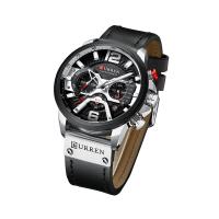 CURREN® mænd smykker Watch, PU, med Glas & Stainless Steel & Zinc Alloy, Runde, forgyldt, for mennesket & vandtæt, flere farver til valg, 240x54x14mm, Solgt af PC