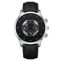 Genève® Mænd Watch, PU, med Glas & Stainless Steel & Zinc Alloy, Runde, forgyldt, for mennesket, flere farver til valg, 230x41.50x9.50mm, Solgt af PC