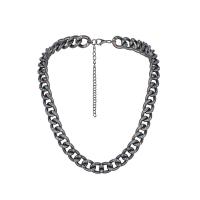 fundición collar, hierro cierre de langosta, con 3.94Inch extender cadena, cadenilla & para hombre & con diamantes de imitación, negro de plomo, libre de níquel, plomo & cadmio, longitud aproximado 19.69 Inch, Vendido por UD