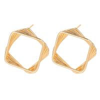 Aluminium profiel Stud Earring, aluminium oorbel bericht, voor vrouw, gouden, 26x26mm, Verkocht door pair