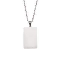 Collier de bijoux en acier inoxydable, rectangle, Placage, bijoux de mode, plus de couleurs à choisir, 16.50x28mm, Longueur 17.72 pouce, Vendu par PC