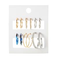 alliage de zinc Boucles d'oreilles, avec Acrylique, Placage, 6 pièces & pour femme & avec strass, protéger l'environnement, sans nickel, plomb et cadmium, 22mm, 28mm, 40mm, Vendu par fixé