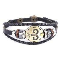 PU Schnur Armbänder, PU Leder, mit Zinklegierung, 12 Zeichen des Sternzeichens, unisex & verschiedene Stile für Wahl, Länge ca. 9 ZollInch, verkauft von PC